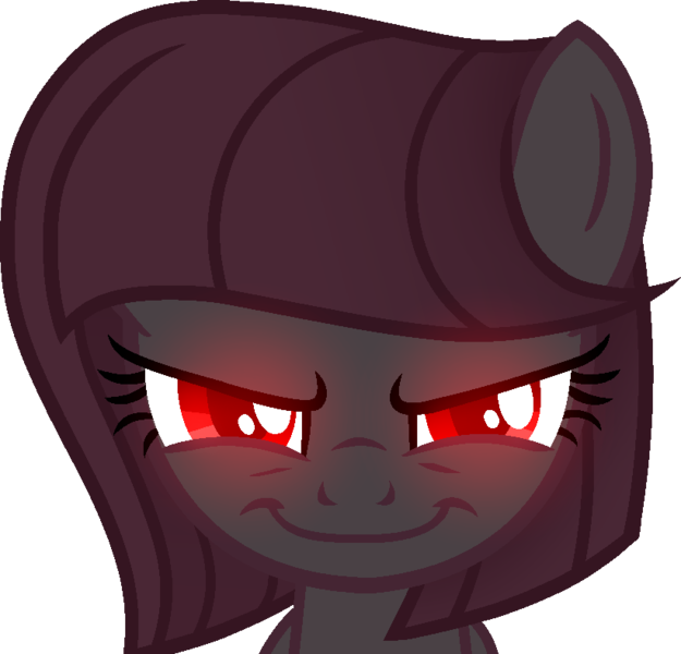 Size: 821x788 | Tagged: safe, artist:alyssaricepony, artist:tanahgrogot, derpibooru import, oc, oc:annisa trihapsari, unofficial characters only, earth pony, pony, base used, dark, dark skin, earth pony oc, evil, female, glow, glowing eyes, image, looking at you, mare, png, red eyes, revenge, simple background, smiling, smiling at you, solo, transparent background