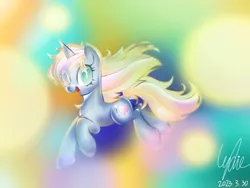 Size: 2732x2049 | Tagged: safe, artist:lydia, derpibooru import, oc, oc:windy／painting heart, unofficial characters only, pony, unicorn, beautiful, bright, colorful, elegant, hopping, image, laughing, long mane, looking at you, no pupils, png, running, solo