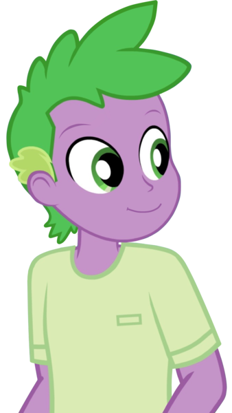 Size: 1970x3500 | Tagged: safe, artist:edy_january, artist:georgegarza01, derpibooru import, edit, vector edit, spike, human, series:sparity, equestria girls, equestria girls series, clothes, human spike, humanized, ibispaint x, image, link in description, looking back, png, shirt, simple background, smiling, solo, t-shirt, transparent background, vector