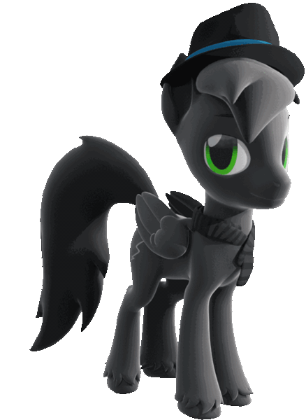 Size: 467x640 | Tagged: safe, artist:lithus, derpibooru import, oc, oc:grayhoof, unofficial characters only, pegasus, 3d, animated, blender, blender cycles, clothes, fedora, gif, hat, image, pegasus oc, scarf, simple background, solo, stomp, striped scarf, transparent background, wings