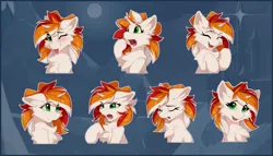 Size: 2100x1200 | Tagged: safe, artist:dreamweaverpony, derpibooru import, oc, oc:sunny skies, unofficial characters only, pony, unicorn, angry, blushing, cheek fluff, chest fluff, eyes closed, female, fluffy, image, jpeg, laughing, mare, one eye closed, sad, solo, tongue out