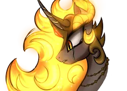 Size: 2800x2000 | Tagged: safe, artist:ladyluna2, derpibooru import, daybreaker, princess celestia, alicorn, pony, bust, crying, curved horn, digital art, ethereal mane, female, flowing mane, gem, glow, high res, horn, horns, image, jewelry, mane of fire, mare, necklace, orange eyes, png, simple background, sketch, solo, sparkles, starry mane, teary eyes, teeth, transparent background