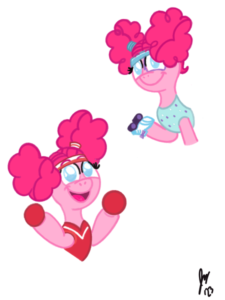 Size: 1620x2160 | Tagged: safe, artist:jesslmc16, derpibooru import, pinkie pie, earth pony, pony, buckball season, scare master, buckball, buckball uniform, bun hairstyle, colored, face paint, female, hairstyle, image, mare, png, procreate app, roller skates, rollerblades, simple background, skates, sketch, white background