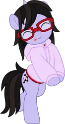 Size: 2629x5000 | Tagged: safe, artist:jhayarr23, derpibooru import, ponified, pony, unicorn, bipedal, brendon urie, clothes, commission, eyes closed, glasses, hoodie, horn, image, long sleeves, male, panic! at the disco, png, shirt, simple background, solo, stallion, tongue out, transparent background, undershirt, ych result