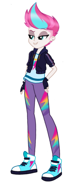 Size: 600x1364 | Tagged: safe, artist:kylexisliner, derpibooru import, zipp storm, equestria girls, g5, clothes, converse, equestria girls-ified, eyeshadow, female, image, jacket, makeup, pants, png, shirt, shoes, simple background, sneakers, solo, transparent background
