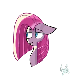 Size: 1147x1238 | Tagged: safe, artist:lydia, derpibooru import, pinkie pie, earth pony, blue eyes, head only, image, light, pinkamena diane pie, png, sad, simple background, solo, straight mane, transparent background