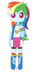 Size: 233x479 | Tagged: safe, artist:targetgirl, rainbow dash, equestria girls, boots, clothes, high heel boots, image, jacket, png, shirt, shoes, skirt, socks, solo, vest