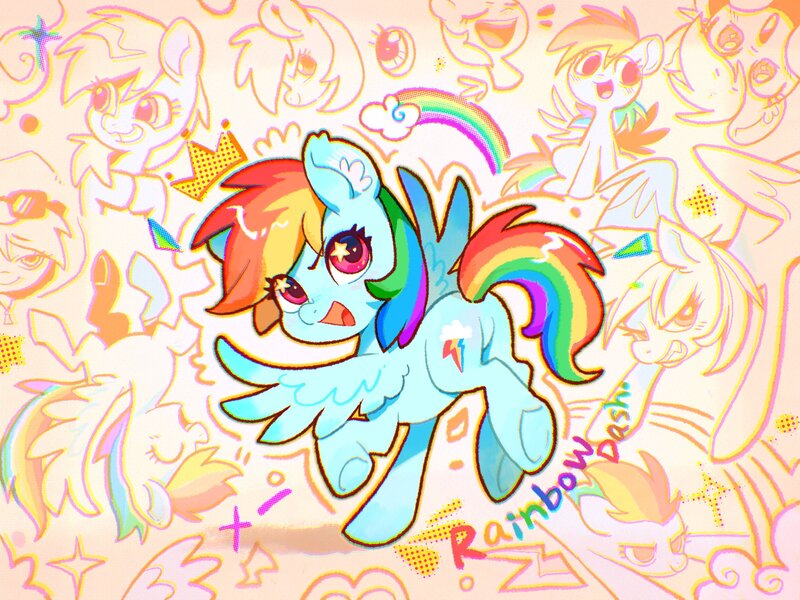 Size: 2160x1620 | Tagged: safe, artist:千雲九枭, derpibooru import, rainbow dash, pegasus, pony, butt, female, image, jpeg, looking at you, looking back, looking back at you, mare, name, open mouth, open smile, plot, rainbow, rainbutt dash, smiling, solo, spread wings, starry eyes, underhoof, wingding eyes, wings