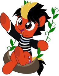 Size: 3882x5000 | Tagged: safe, artist:jhayarr23, derpibooru import, ponified, earth pony, pony, clothes, commission, dyed mane, dyed tail, ear piercing, happy, image, jaime preciado, long sleeves, male, open mouth, pierce the veil, piercing, png, shirt, short tail, simple background, solo, stallion, swing, tail, transparent background, underhoof, ych result