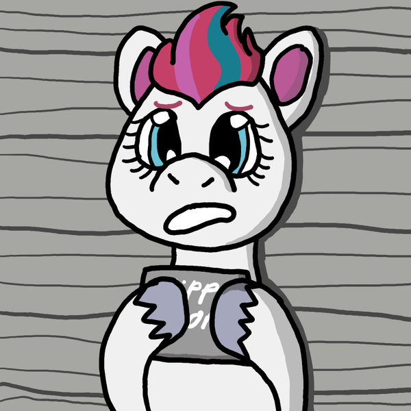 Size: 750x750 | Tagged: safe, artist:mintwhistle, derpibooru import, part of a set, zipp storm, pegasus, pony, g5, barbie, barbie (2023), barbie mugshot meme, confused, female, front view, image, mare, medibang paint, meme, mugshot, parody, png, ponified meme, solo, unamused, unshorn fetlocks, zipp storm is not amused