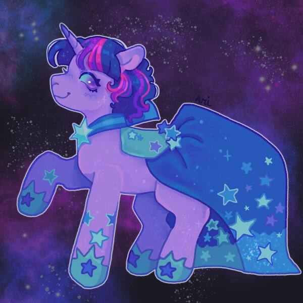 Size: 1440x1440 | Tagged: safe, artist:ariariari.png, derpibooru import, twilight sparkle, pony, unicorn, clothes, dress, galaxy, grand galloping gala, image, jpeg, solo, unicorn twilight