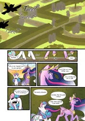 Size: 5976x8465 | Tagged: safe, artist:chunchalunch, derpibooru import, princess flurry heart, princess twilight 2.0, twilight sparkle, twilight sparkle (alicorn), alicorn, pony, the last problem, absurd resolution, aunt and niece, canterlot gardens, comic, crown, dialogue, duo, duo female, ethereal mane, female, hedge maze, height difference, hoof shoes, image, jewelry, jpeg, mare, maze, messy mane, older, older flurry heart, older twilight, onomatopoeia, peytral, princess shoes, regalia, sleepy, smiling, speech bubble, sunrise, walking, watermark, yawn