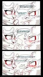 Size: 1080x1920 | Tagged: safe, artist:jully-park, derpibooru import, cashmere (tfh), velvet reindeer, deer, reindeer, them's fightin' herds, blushing, comic, community related, duo, duo female, duo focus, female, image, jpeg, monochrome, simple background, white background