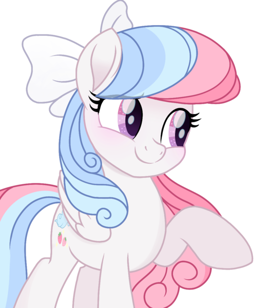 Size: 1080x1223 | Tagged: safe, artist:cstrawberrymilk, derpibooru import, oc, oc:strawberry dream, pegasus, pony, bow, cute, female, hair bow, image, mare, movie accurate, ocbetes, png, raised hoof, simple background, smiling, solo, transparent background