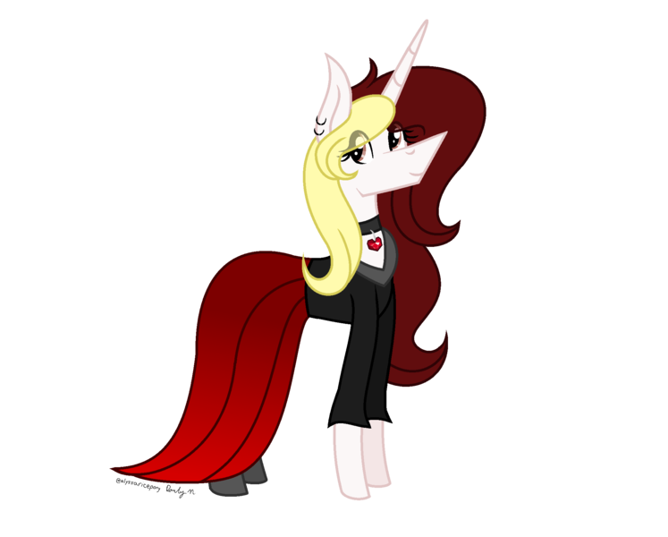 Size: 2119x1701 | Tagged: safe, artist:darbypop1, derpibooru import, oc, oc:destiny blood, unofficial characters only, pony, unicorn, clothes, dress, female, image, mare, png, simple background, solo, transparent background