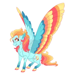 Size: 3000x3200 | Tagged: safe, artist:gigason, derpibooru import, oc, oc:firestorm, pegasus, pony, colored wings, female, image, magical lesbian spawn, mare, multicolored wings, offspring, parent:lightning dust, parent:rainbow dash, parents:rainbowdust, png, simple background, solo, transparent background, wings