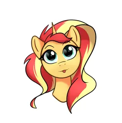 Size: 1649x1657 | Tagged: safe, artist:yumiy_salin, derpibooru import, sunset shimmer, pony, unicorn, :p, bust, cute, image, png, portrait, tongue out