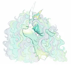 Size: 1323x1203 | Tagged: safe, artist:onionpwder, derpibooru import, princess celestia, alicorn, pony, bust, curved horn, horn, image, jpeg, lidded eyes, portrait, smiling, solo