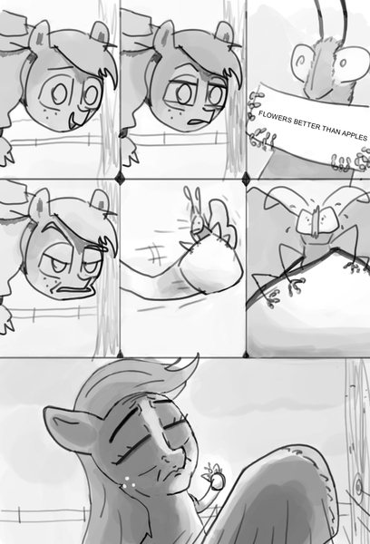 Size: 695x1023 | Tagged: safe, artist:maso, derpibooru import, applejack, butterfly, insect, image, jpeg, meme, sketch