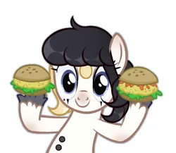 Size: 820x711 | Tagged: safe, artist:howwwie, derpibooru import, oc, unofficial characters only, pony, burger, commission, female, food, hay burger, image, png, simple background, solo, white background, ych result