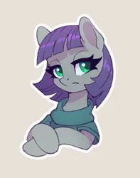 Size: 853x1084 | Tagged: safe, artist:asimos, artist:maytee, derpibooru import, maud pie, earth pony, pony, bust, collaboration, colored pupils, image, jpeg, portrait, simple background, solo, sticker