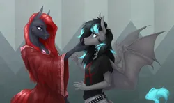 Size: 2200x1300 | Tagged: safe, artist:dementra369, derpibooru import, oc, unofficial characters only, anthro, bat pony, crystal pony, bat pony oc, bat wings, image, jpeg, wings