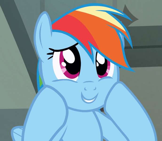 Size: 800x697 | Tagged: safe, derpibooru import, screencap, rainbow dash, pegasus, pony, daring don't, season 4, animated, cropped, cute, daaaaaaaaaaaw, dashabetes, dashface, female, gif, hnnng, hooves on cheeks, hooves on face, image, implied daring do, mare, rainbow dash is best facemaker, solo, squee, weapons-grade cute