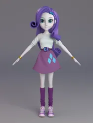 Size: 1920x2560 | Tagged: safe, artist:tsukasa hori, rarity, equestria girls, 3d, 3d model, 3d render, a pose, belt, blouse, bracelet, clothes, cutie mark, cutie mark on clothes, gradient background, hairclip, image, jewelry, jpeg, looking at you, socks, tennis shoes