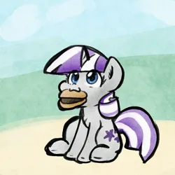 Size: 900x900 | Tagged: safe, artist:zutcha, derpibooru import, twilight velvet, pony, unicorn, :3, burger, cute, female, food, image, like mother like daughter, like parent like child, looking up, mare, meat, mouth hold, png, ponies eating meat, sitting, solo, velvetbetes