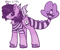 Size: 3000x2500 | Tagged: safe, artist:mxmx fw, derpibooru import, oc, oc:stripe, half-siren, hybrid, pegasus, pony, siren, chest fluff, clothes, curly hair, fangs, fish tail, image, looking at you, png, shirt, simple background, solo, spanish, tail, unshorn fetlocks