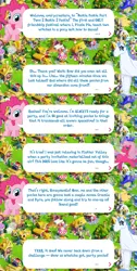 Size: 2048x4061 | Tagged: safe, derpibooru import, official, dyre, grackle, honeysuckle, pinkie pie, earth pony, flutter pony, human, pony, g1, bow, clothes, costume, dialogue, dialogue box, disguise, english, event, female, gameloft, image, mare, mobile game, my little pony: magic princess, png, speech bubble, tail, tail bow, text, wings