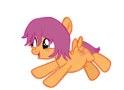 Size: 1024x743 | Tagged: safe, artist:star-is-nonbinary, derpibooru import, scootaloo, pegasus, pony, alternate cutie mark, alternate hairstyle, alternate universe, derpibooru exclusive, female, filly, flying, foal, image, open mouth, png, scootaloo can fly, simple background, solo, spread wings, transparent background, wings
