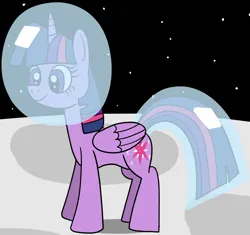 Size: 1424x1341 | Tagged: safe, artist:platinumdrop, derpibooru import, twilight sparkle, twilight sparkle (alicorn), alicorn, pony, cropped, folded wings, helmet, image, on the moon, png, request, solo, space helmet, tail helmet, wings