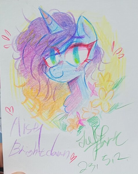 Size: 1283x1615 | Tagged: safe, artist:jully-park, derpibooru import, pony, unicorn, g5, blushing, colored pencil drawing, female, freckles, image, jpeg, mare, misty brightdawn, solo, traditional art