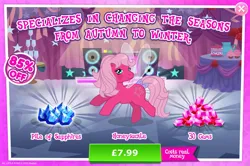 Size: 1958x1301 | Tagged: safe, derpibooru import, official, honeysuckle, flutter pony, pony, advertisement, costs real money, english, female, gameloft, gem, image, jpeg, mare, mobile game, my little pony: magic princess, numbers, sale, solo, solo focus, text, wings