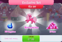 Size: 1269x860 | Tagged: safe, derpibooru import, official, honeysuckle, flutter pony, pony, bundle, costs real money, english, female, gameloft, gem, image, jpeg, mare, mobile game, my little pony: magic princess, numbers, sale, solo, solo focus, text, wings