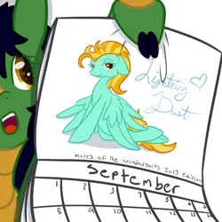 Size: 1280x1280 | Tagged: safe, artist:maplesquidarts, derpibooru import, part of a set, lightning dust, oc, oc:kappa the kirin, kirin, pony, calendar, image, png, solo focus