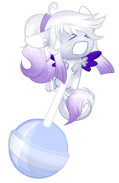 Size: 510x783 | Tagged: safe, artist:angellightyt, derpibooru import, oc, oc:aurora moon, unofficial characters only, pegasus, pony, base used, candy, chibi, colored wings, commission, eyes closed, female, food, gritted teeth, image, lollipop, mare, micro, pegasus oc, png, simple background, smiling, solo, teeth, transparent background, two toned wings, wings, ych result