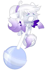 Size: 510x783 | Tagged: safe, artist:angellightyt, derpibooru import, oc, oc:aurora moon, unofficial characters only, pegasus, pony, base used, candy, chibi, colored wings, commission, eyes closed, female, food, gritted teeth, image, lollipop, mare, micro, pegasus oc, png, simple background, smiling, solo, teeth, transparent background, two toned wings, wings, ych result