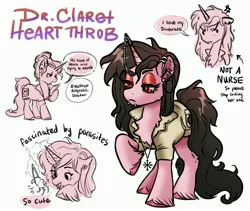 Size: 4096x3454 | Tagged: safe, artist:opalacorn, derpibooru import, oc, oc:doctor heartthrob, unofficial characters only, pony, unicorn, chest fluff, commission, cross-popping veins, dialogue, doctor, ear piercing, earring, emanata, female, frown, image, jewelry, jpeg, lidded eyes, lip piercing, mare, necklace, piercing, simple background, solo, speech bubble, tweezers, unshorn fetlocks, white background