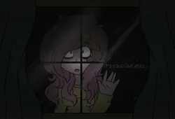 Size: 2252x1528 | Tagged: safe, derpibooru import, fluttershy, fanfic:let her in, female, image, jpeg, solo, window