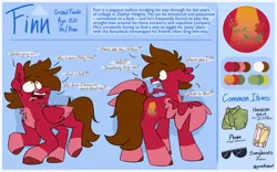 Size: 4800x3000 | Tagged: safe, artist:grandfinaleart, derpibooru import, oc, oc:grand finale, unofficial characters only, pegasus, pony, brown eyes, brown hair, brown mane, brown tail, chest fluff, chin fluff, color palette, confused, digital art, facial hair, folded wings, goatee, image, male, mobile phone, pegasus oc, phone, png, pronouns, red fur, reference sheet, scared, simple background, solo, spread wings, stallion, stallion oc, sunglasses, tail, unshorn fetlocks, wings