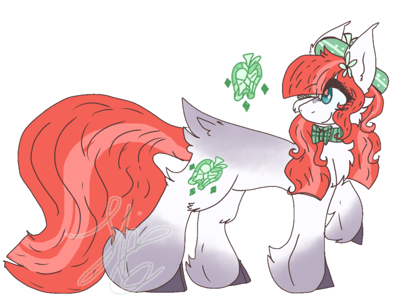 Size: 1194x923 | Tagged: safe, artist:wintresshunntress, derpibooru import, oc, oc:abilene rouge, unofficial characters only, earth pony, pony, bowtie, cheek fluff, chest fluff, female, hat, hoof fluff, image, mare, offspring, parent:big macintosh, parent:rarity, parents:rarimac, png, simple background, solo, transparent background, turned head