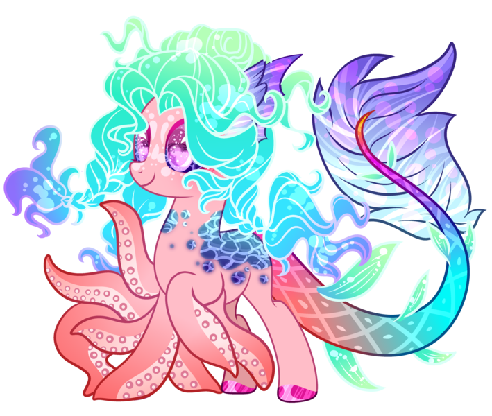 Size: 4491x3800 | Tagged: safe, artist:anno酱w, derpibooru import, oc, unofficial characters only, mermaid, merpony, monster pony, octopony, octopus, original species, base used, fish tail, image, png, simple background, smiling, tail, transparent background