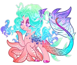 Size: 4491x3800 | Tagged: safe, artist:anno酱w, derpibooru import, oc, unofficial characters only, mermaid, merpony, monster pony, octopony, octopus, original species, base used, fish tail, image, png, simple background, smiling, tail, transparent background