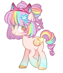 Size: 1514x1740 | Tagged: safe, artist:anno酱w, derpibooru import, oc, pegasus, base used, bow, curly hair, image, png, rainbow, short hair, short tail, simple background, smiling, solo, tail, transparent background