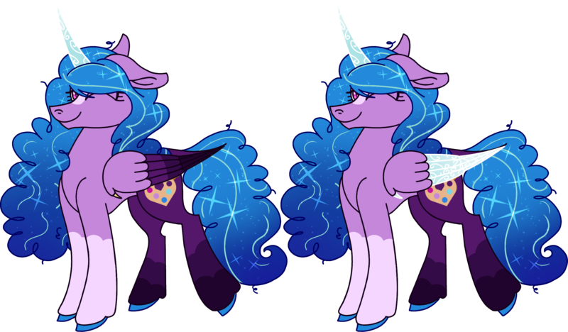 Size: 2355x1377 | Tagged: safe, artist:musical-medic, derpibooru import, izzy moonbow, alicorn, pony, g5, alicornified, alternate design, image, izzycorn, png, race swap, simple background, solo, species swap, transparent background