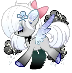 Size: 769x775 | Tagged: safe, artist:anno酱w, derpibooru import, oc, pegasus, pony, base used, bow, chibi, cloud, dark clouds, image, png, simple background, solo, thunder, transparent background