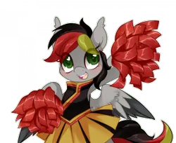 Size: 1920x1566 | Tagged: safe, artist:loyaldis, derpibooru import, oc, oc:anja snow, unofficial characters only, pegasus, cheering, cheerleader, cheerleader outfit, clothes, image, pegasus oc, png, simple background, skirt, solo, spread wings, transparent background, wings
