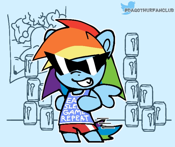 Size: 595x498 | Tagged: safe, artist:dagothurfanclub, derpibooru import, rainbow dash, pegasus, pony, drink, energy drink, female, image, jpeg, monster energy, pelvic thrust, poster, simple background, solo